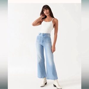 Rollas Sailor Jean Wide Leg Bluebird Organic Size 24